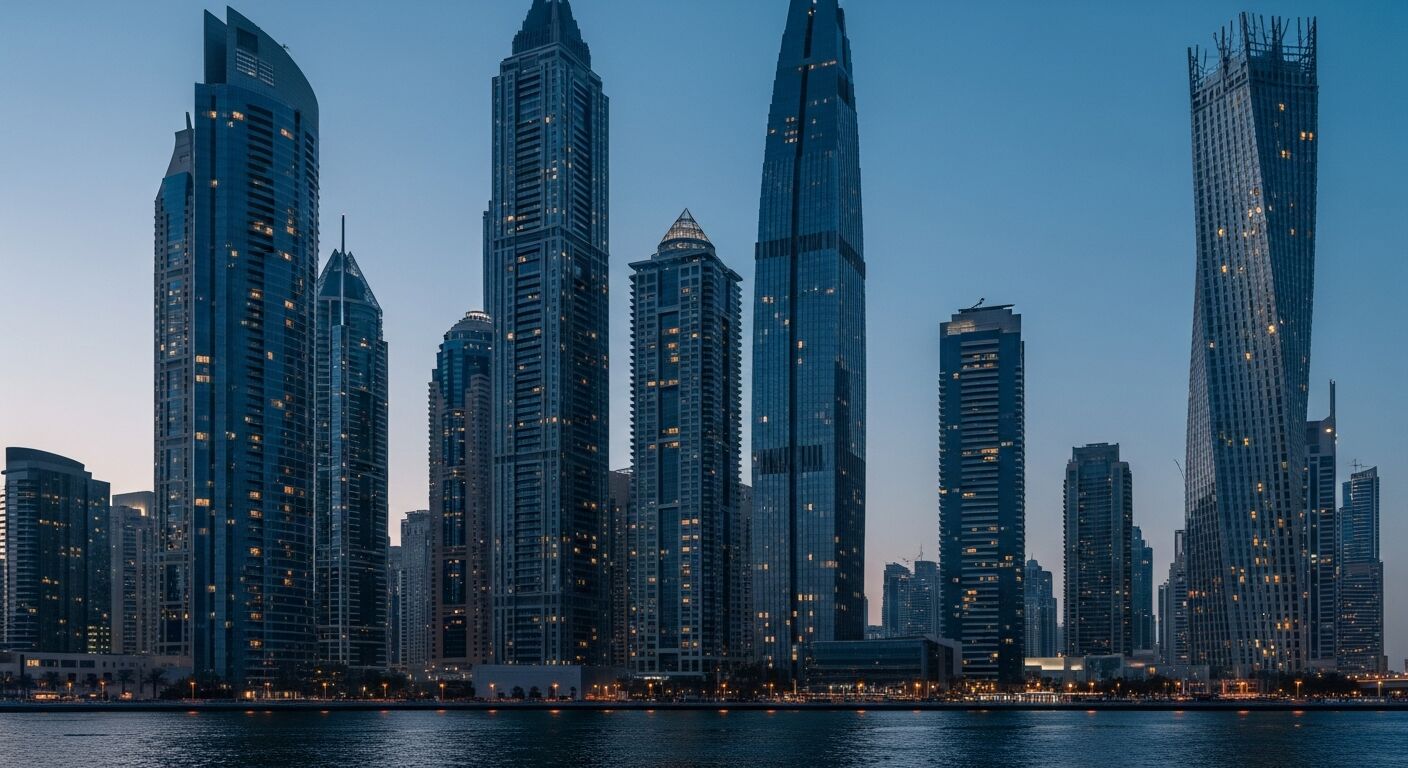 Dubai skyline at dusk representing STARTIQ's UAE business base